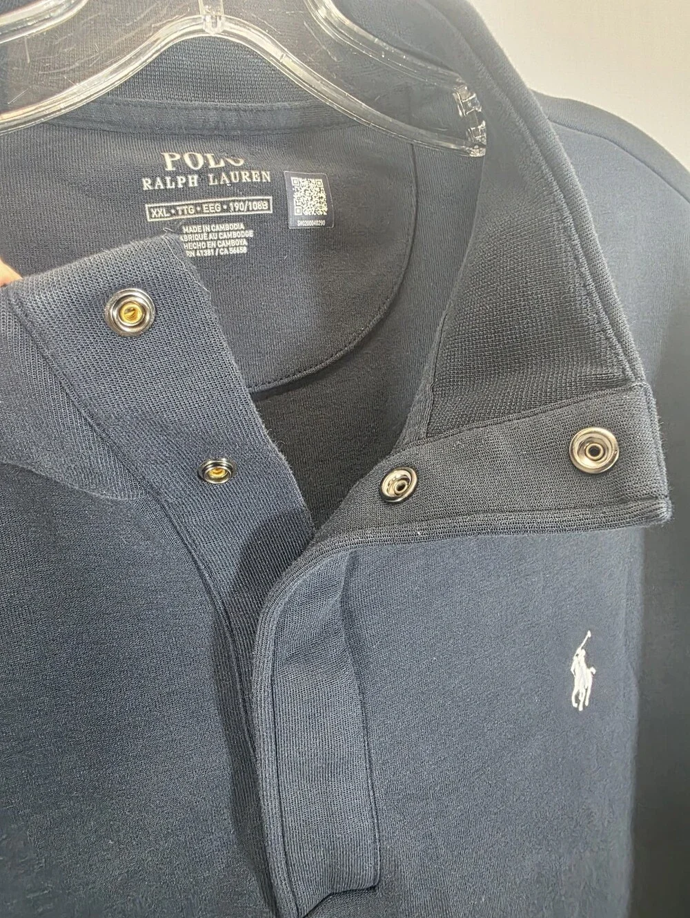 Polo Ralph Lauren Navy Blue Snap Button Mock Neck Sweatshirt Pullover XXL